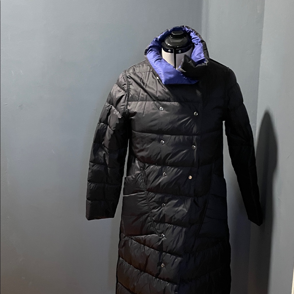 Stylish Black/Blue Reversible Puffer Coat Size-Large
